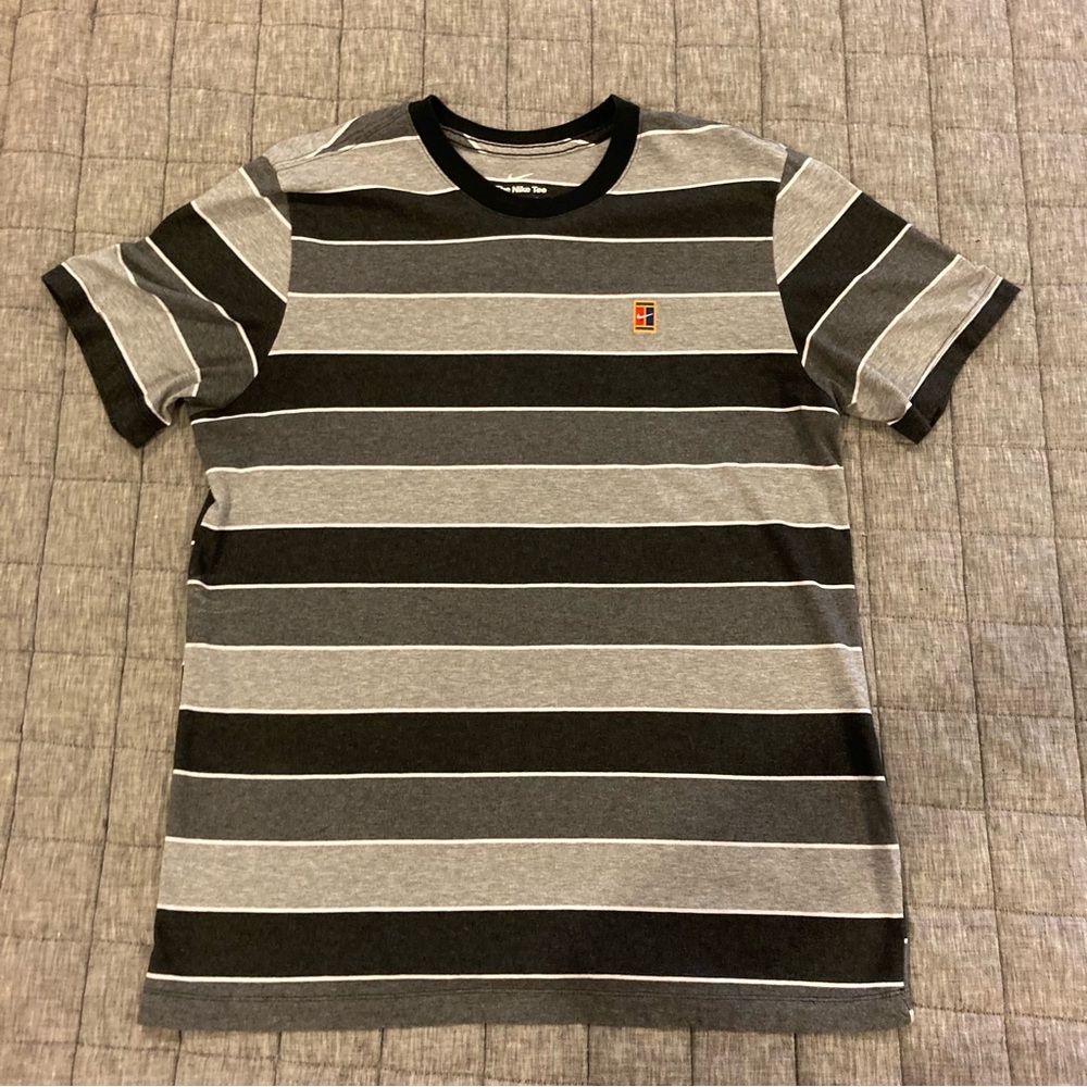 Nike Black and Gray Striped Tee